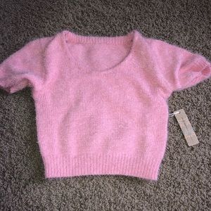 Baby pink crop sweater fashion nova